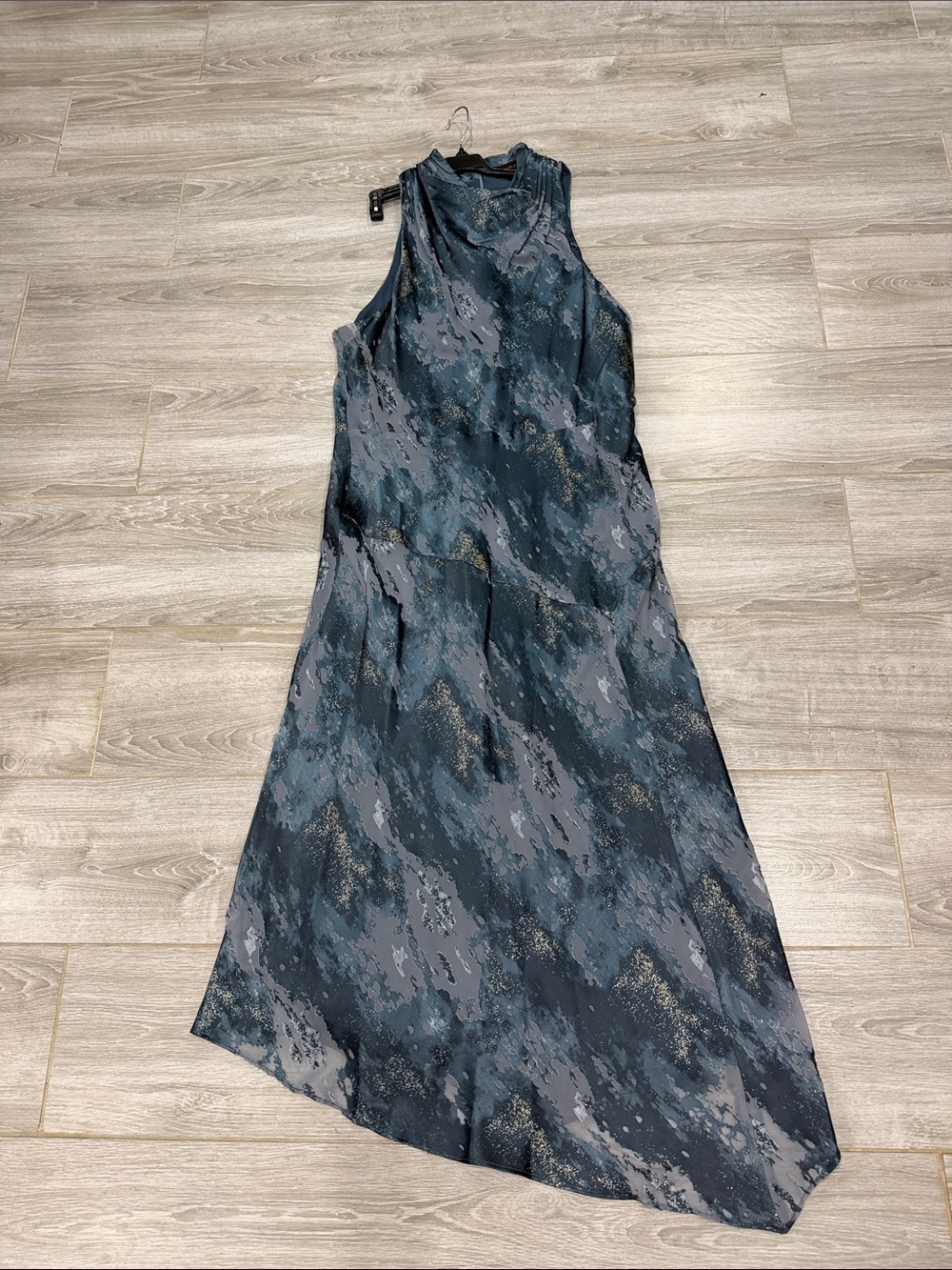 New Donna Karan Asymmetrical Slip Dress in Slate Blue 16